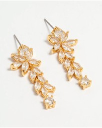 Lovisa - Gold Plated Cubic Zirconia Medium Flower Vine Drop Earrings