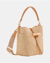 Longchamp - Le Roseau Raphia Canvas Bucket Bag - XS