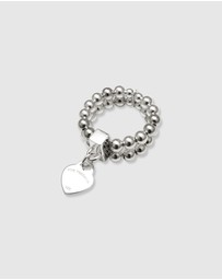 Von Treskow - 2-strand Stretchy Ring With VT Flat Heart