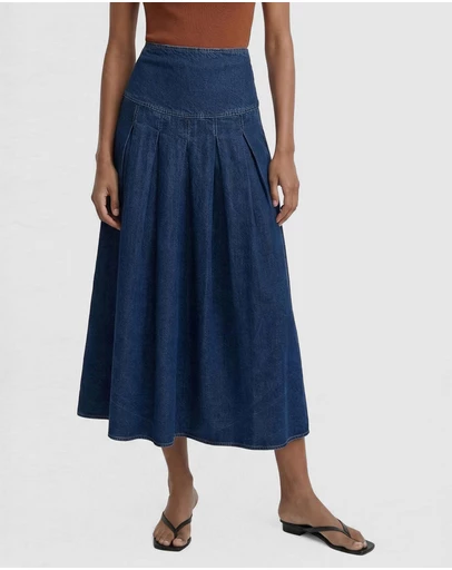 Staple the Label - Roma Chambray Midi Skirt