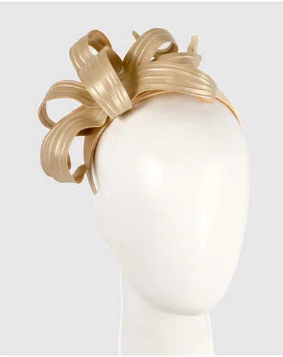 Max Alexander - Leather Leafs Gol Headband Fascinator