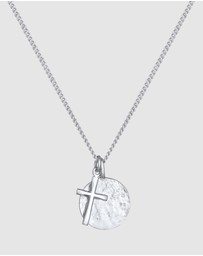 Kuzzoi - ICONIC EXCLUSIVE - Necklace Mens Coin Cross Pendant Trend in 925 Sterling Silver