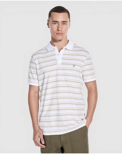 GUESS - Yarn Dye Striped Short Sleeve Polo