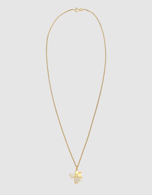 Elli Jewelry - Necklace Angel Heart Talisman Symbol with Zirconia Crystals in 925 Sterling Silver Gold Plated