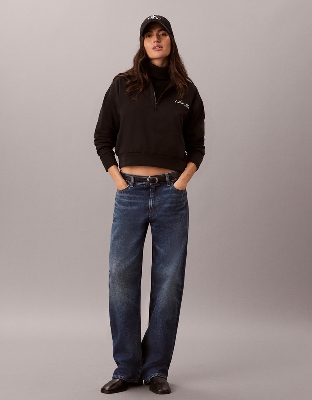 Calvin Klein - Logo Cotton Jersey Heavy Jersey 1/4 Zip Top