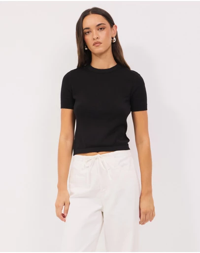Calli - Melton Fitted Knit Tee