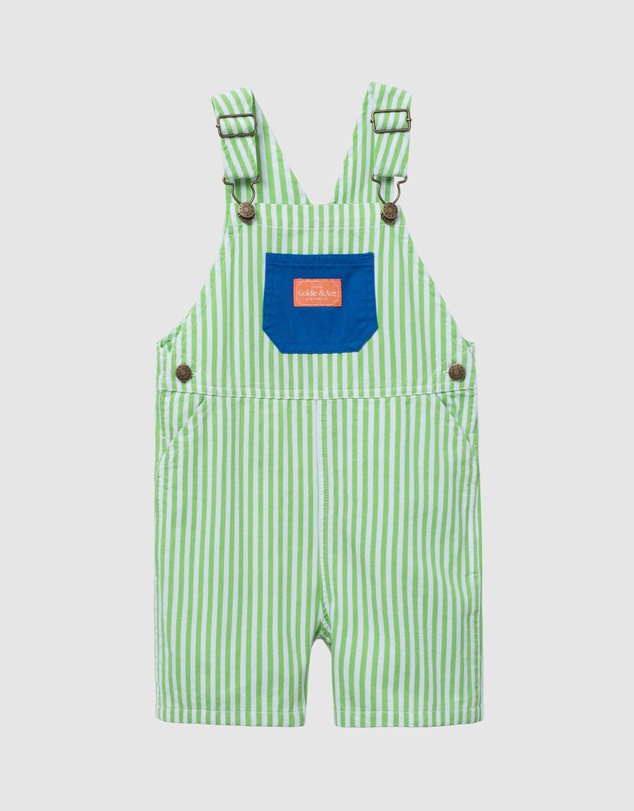 Goldie + Ace - Lightweight Cotton Twill Stripe Burton Shortalls - ICONIC EXCLUSIVE - Babies-Kids
