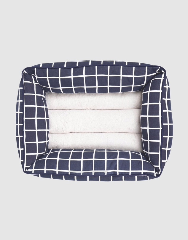 Mog & Bone - Bolster Dog Bed  - Navy Check