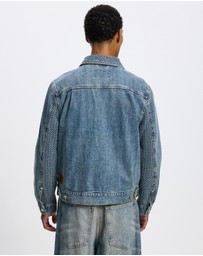 Scotch & Soda - Denim Trucker Jacket With Contrast Check Panelling