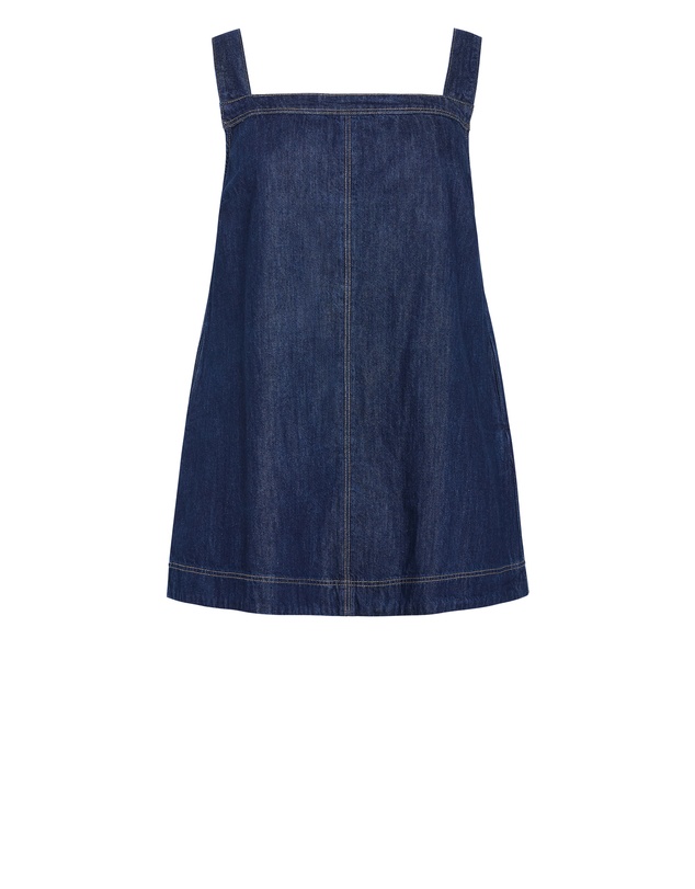 City Chic - Plus size Dana Pinny Denim Mini Dress - dark wash