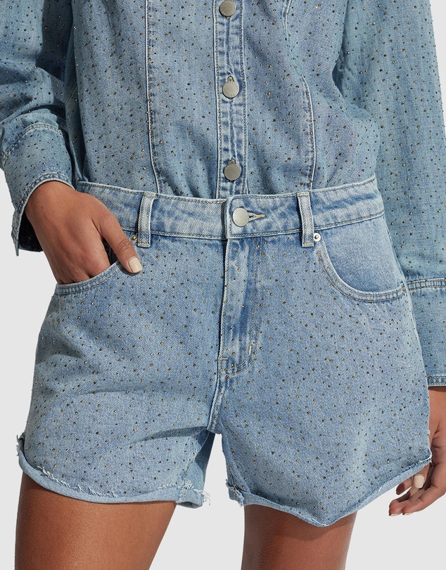 Decjuba - Isabel Rhinestone Denim Shorts