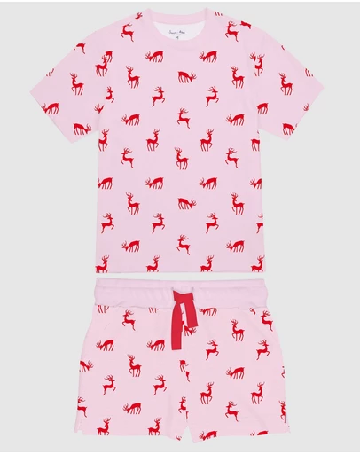 Sant And Abel - Kids Reindeer Pink Short PJ Set