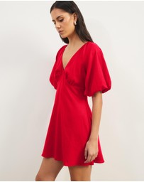 Atmos&Here - Kelly Linen Blend Puff Sleeve Mini Dress