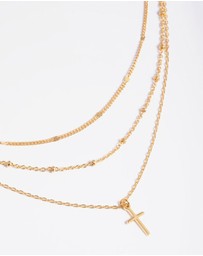 Lovisa - Gold Plated Brass Layered Cross Necklace