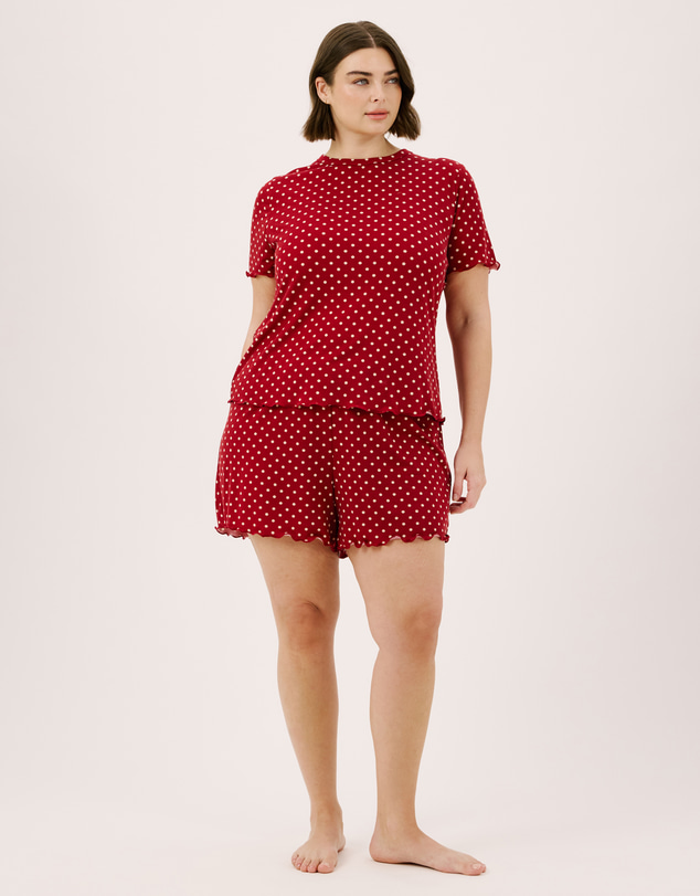 Atmos&Here Curvy - Polka Dot Short Sleeve T-Shirt Pyjama Set