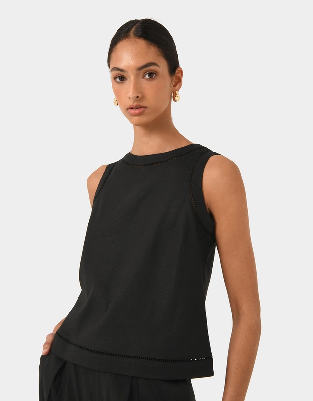 Forcast - Perry Linen Embroidery Top
