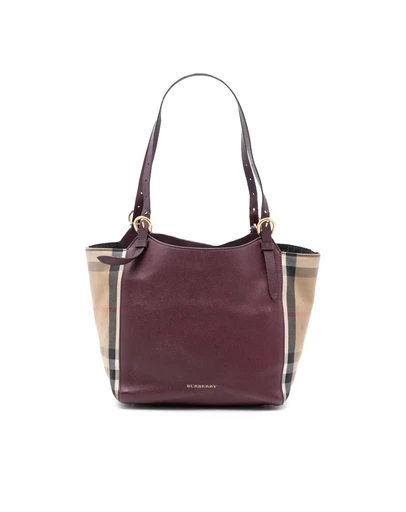 Pre-Loved by Azura Reborn - Pre-Loved Small Leather and House Check Canvas Canterbury Tote