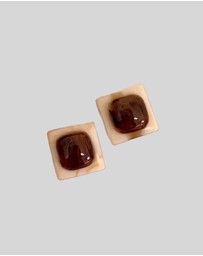 KAJA Clothing - Women's striped Fashion earrings -Square Earrings 2 pc