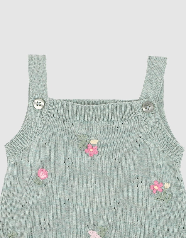 Bebe by Minihaha - Chelsea Organic Hand Emb. Knit Bodysuit - Babies