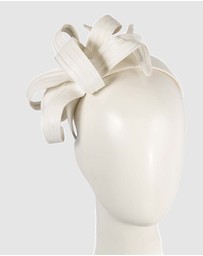 Max Alexander - Leather Leafs Cream Headband Fascinator