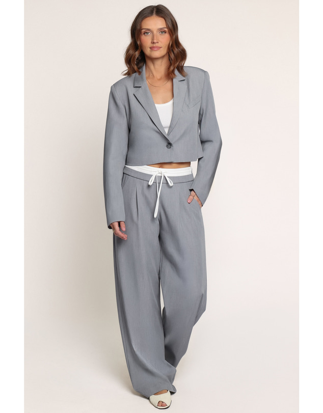 Petal & Pup - Drapey Double Waistband Relaxed Trousers - Heather Grey
