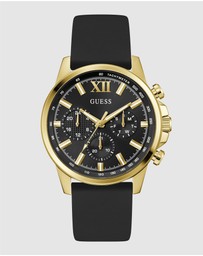 GUESS - Guess Men's Black Gold Tone 44mm Multi-function Watch