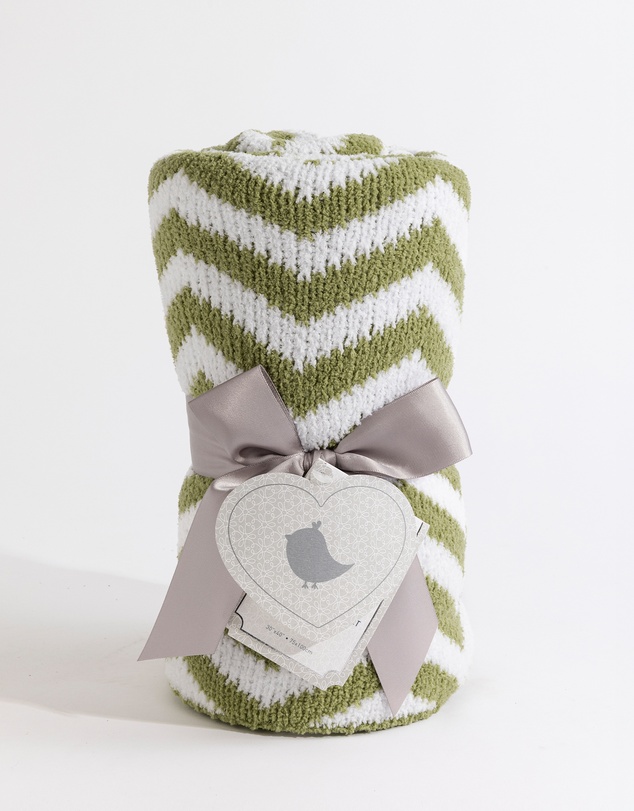 Living Textiles - Chenille Blanket - Stripes Sage