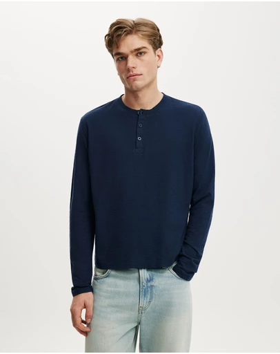 Cotton On - Fitted Henley Long Sleeve T-Shirt