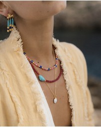 Ottoman Hands - Felice Red Jade and Turquoise Beaded Necklace