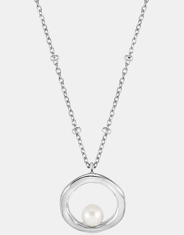 Dower & Hall - Women's Open Circle & White Pearl Waterfall Pendant In Sterling Silver
