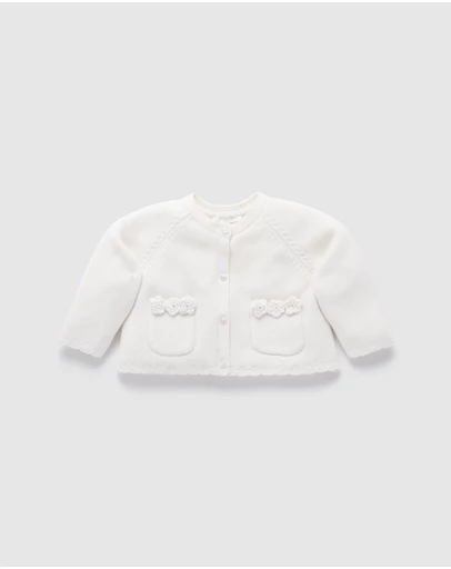 Purebaby - Crochet Flower Cardigan-Kids-Babies