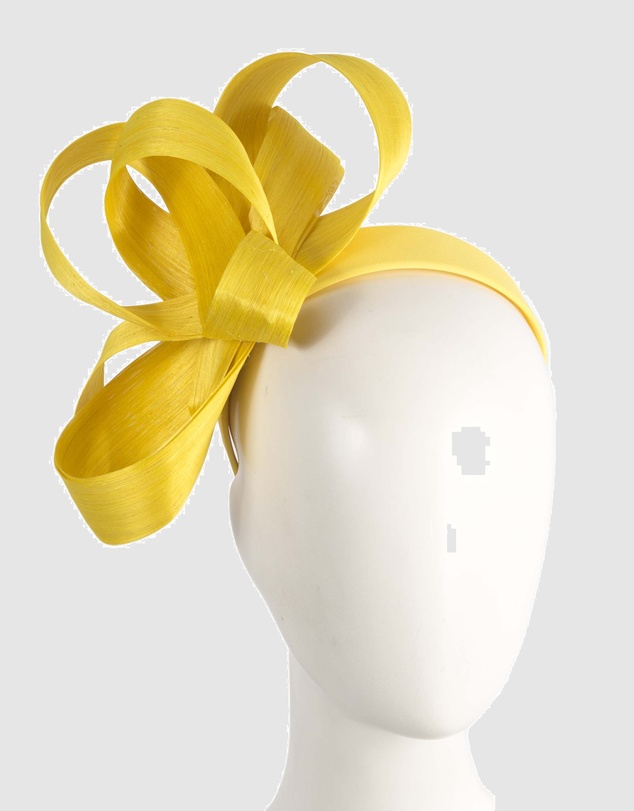 Fillies Collection - Yellow Silk Abaca Loops Racing Fascinator