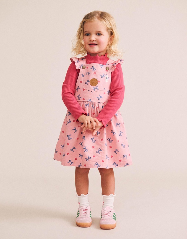 Huxbaby - Hearts and Bows Frill Overalls - Babies-Kids