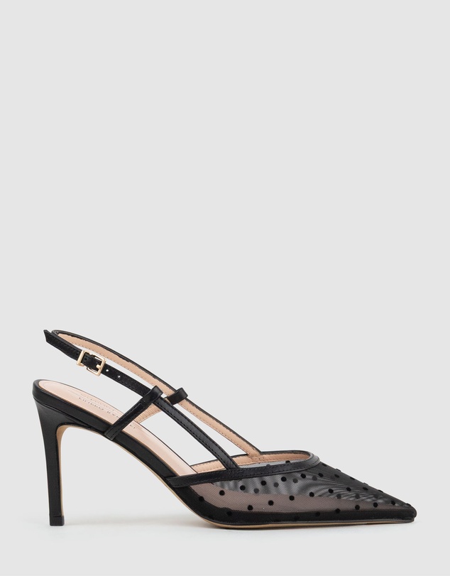 Edward Meller - ALECIA85 Dot Mesh Posted Slingback
