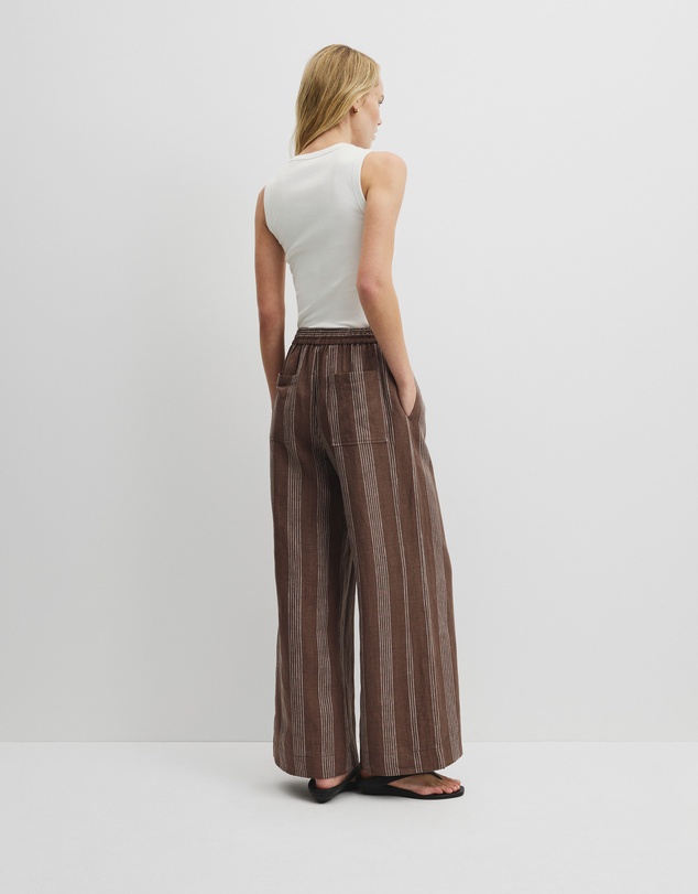 Country Road - Stripe Linen Pull On Pintuck