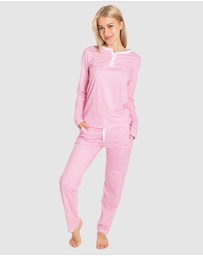 Sant And Abel - Women's Peony Jersey Knit Stripe Long PJ Set
