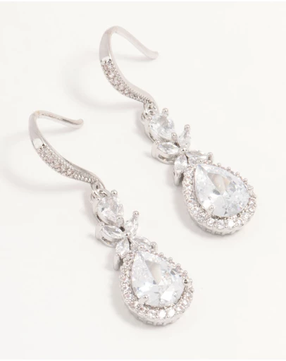 Lovisa - Silver Cubic Zirconia Halo Hook Earrings