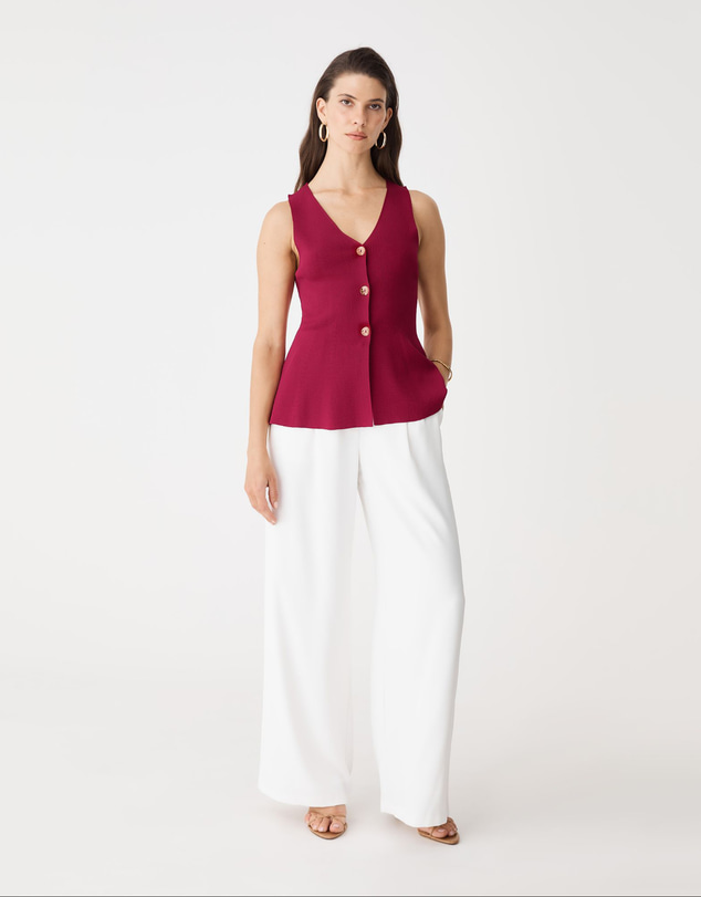 Forcast - Valerie Button Peplum Knit Top