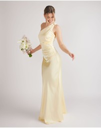 Six Stories - One Shoulder Satin Ruched Bridesmaid Dress