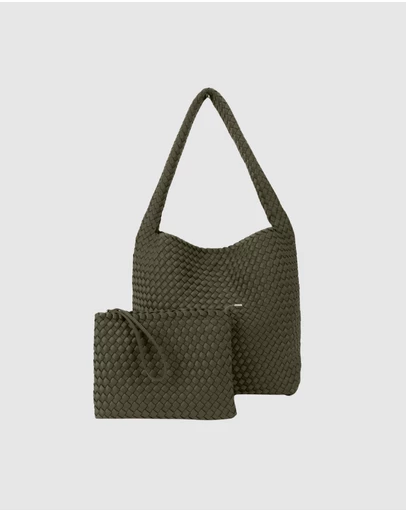 Chuchka - Woven Neoprene One Shoulder Tote Khaki