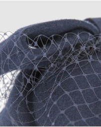 Max Alexander - Felt Navy Pillbox Hat With Veil