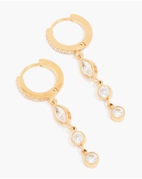 Lovisa - Waterproof Gold Plated Stainless Steel Cubic Zirconia Droplet Huggie Earrings