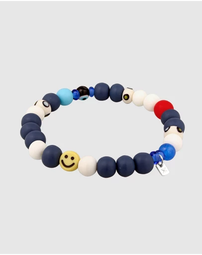 Kuzzoi - ICONIC EXCLUSIVE - Mixed Bead Bracelet with Evil Eye and Smiling Face