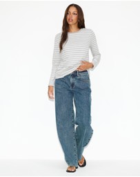 Dazie - Melrose Long Sleeve Stripe Boyfriend Tee