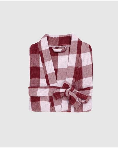 Bambury - Willow Gingham Check Short Cotton Robe