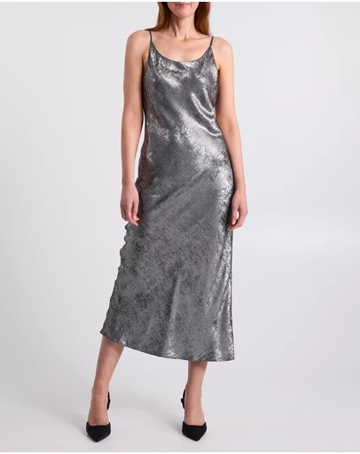 David Lawrence - Rumi Metallic Slip Dress