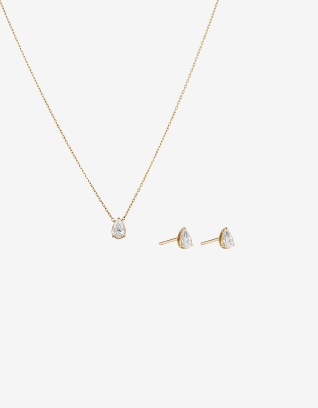 Michael Hill - 0.64 Carat TW Laboratory-Grown Diamond Pear Pendant and Earrings Box Set in 10kt Yellow Gold