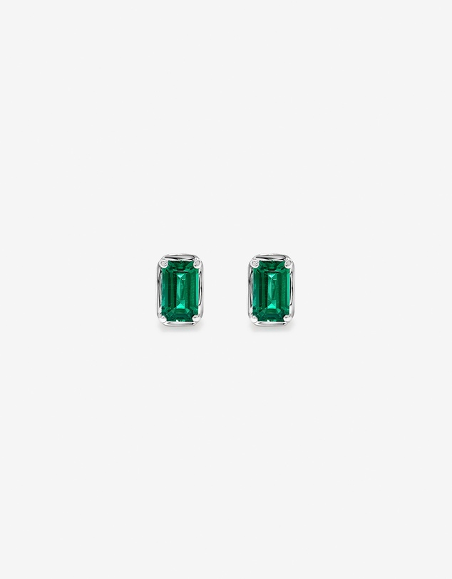Michael Hill - Emerald-Cut Created Emerald Stud Earrings in Sterling Silver