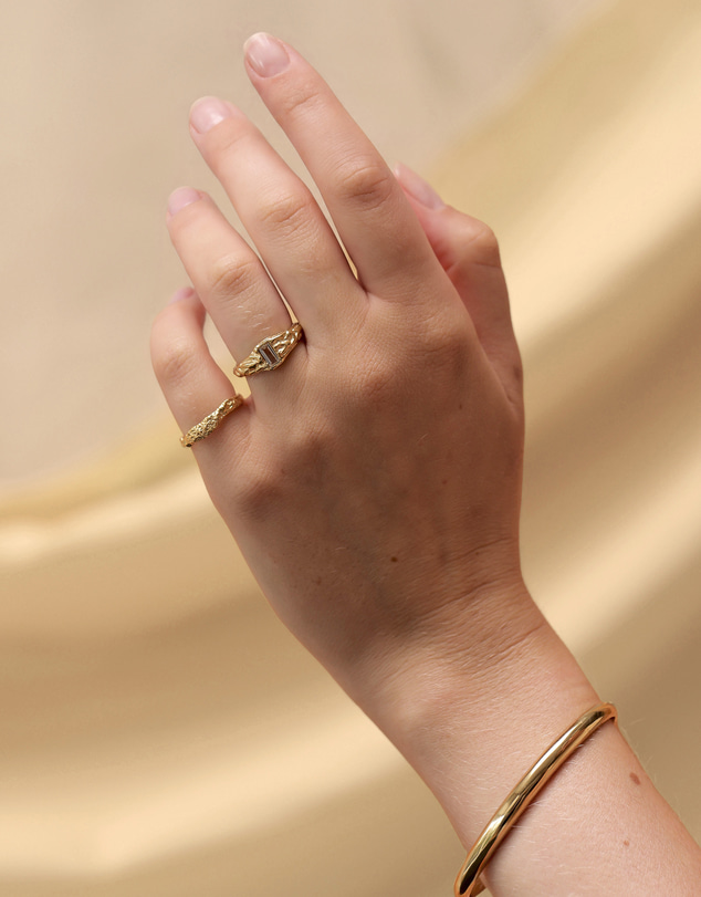 Elli Jewelry - Textured Band Ring in Gold-Plated 925 Silver