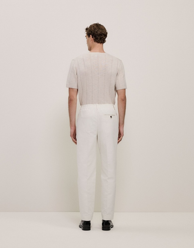 Trenery - Cotton Blend Pleat Front Pant in Parchment